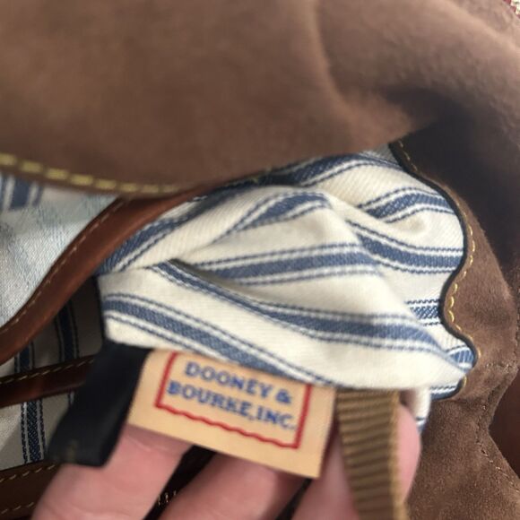 Dooney & Bourke Hobo Purse Black Nylon Cognac Leather Detail Pockets Logo Zipper - Picture 4 of 16